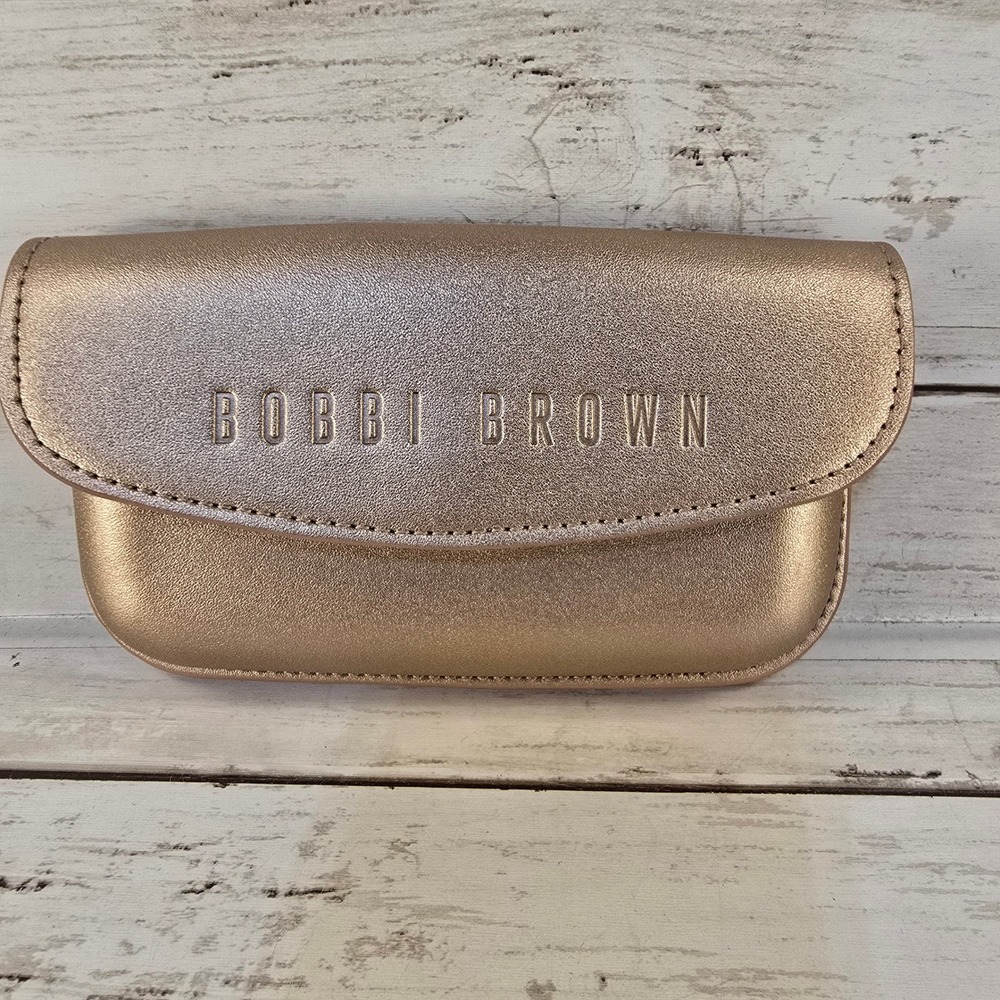 Bobbi Brown Metallic Rose Gold Makeup Pouch Magnetic Snap Travel Case